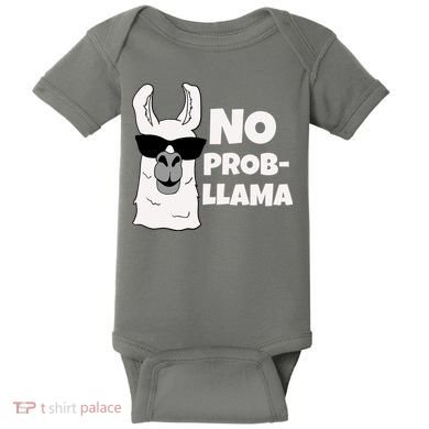 No Probllama Llama Problem Funny Baby Bodysuit