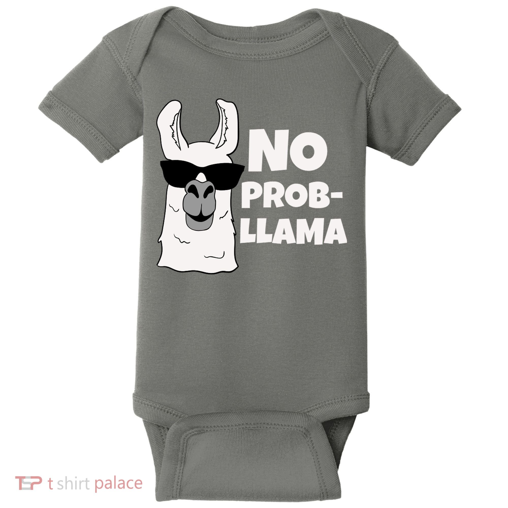 No Probllama Llama Problem Funny Baby Bodysuit
