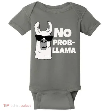 No Probllama Llama Problem Funny Baby Bodysuit