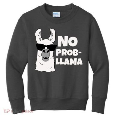 No Probllama Llama Problem Funny Kids Sweatshirt