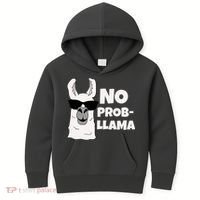 No Probllama Llama Problem Funny Kids Hoodie thumb 0