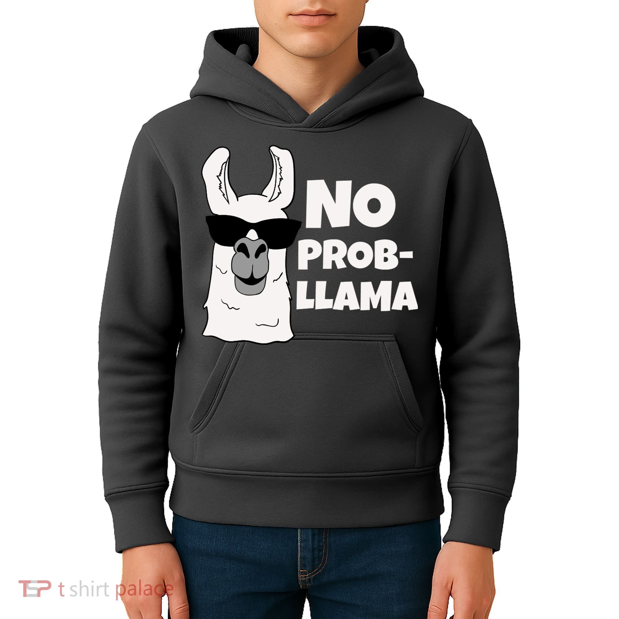 No Probllama Llama Problem Funny Kids Hoodie