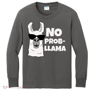 No Probllama Llama Problem Funny Kids Long Sleeve Shirt