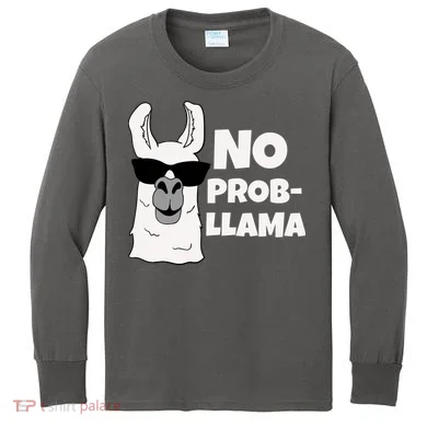 No Probllama Llama Problem Funny Kids Long Sleeve Shirt