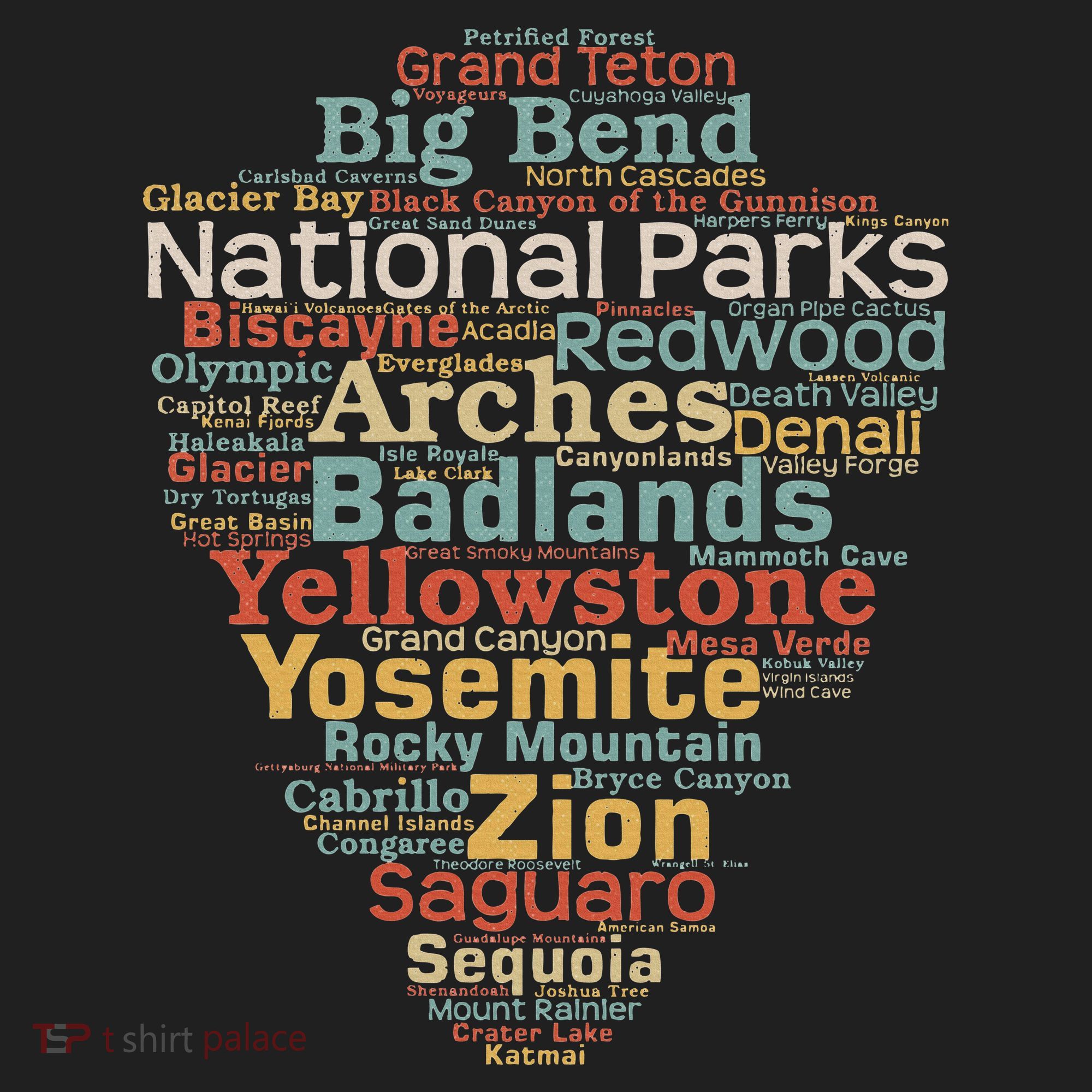 National Parks List Word Cloud Camping Hiking Beanie