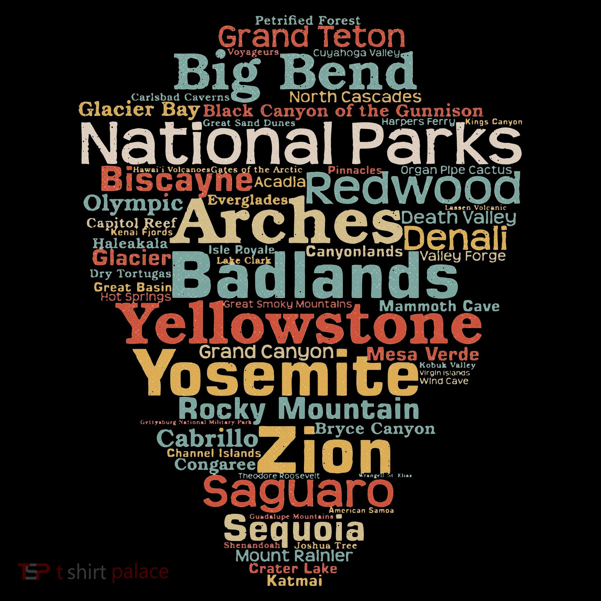National Parks List Word Cloud Camping Hiking Women's Hoodie