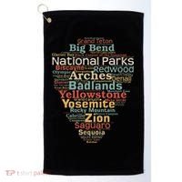 National Parks List Word Cloud Camping Hiking Golf Towel thumb 0