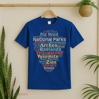 National Parks List Word Cloud Camping Hiking T-Shirt thumb 2