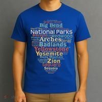 National Parks List Word Cloud Camping Hiking T-Shirt thumb 3