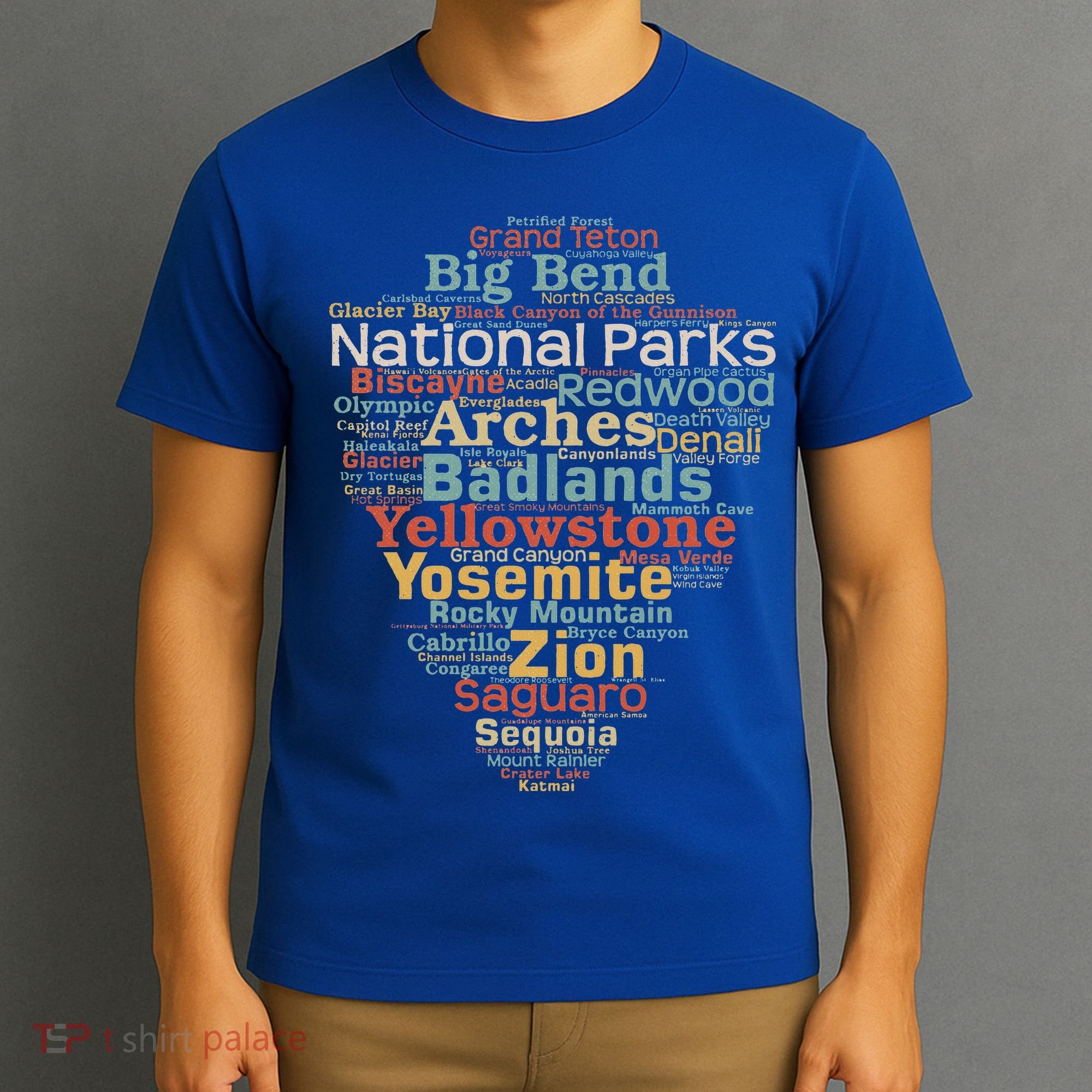 National Parks List Word Cloud Camping Hiking T-Shirt