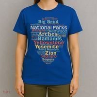 National Parks List Word Cloud Camping Hiking T-Shirt thumb 4