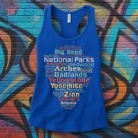 National Parks List Word Cloud Camping Hiking Women's Tank Top thumb 3