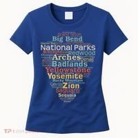 National Parks List Word Cloud Camping Hiking Women's T-Shirt thumb 0
