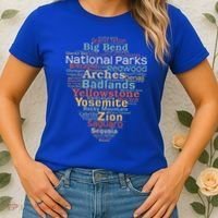 National Parks List Word Cloud Camping Hiking Women's T-Shirt thumb 2