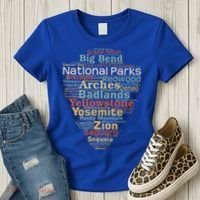 National Parks List Word Cloud Camping Hiking Women's T-Shirt thumb 3