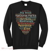 National Parks List Word Cloud Camping Hiking Women Sweatshirt thumb 0