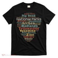National Parks List Word Cloud Camping Hiking Women T-Shirt thumb 0