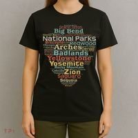 National Parks List Word Cloud Camping Hiking Women T-Shirt thumb 4