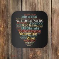 National Parks List Word Cloud Camping Hiking Women Coaster thumb 0