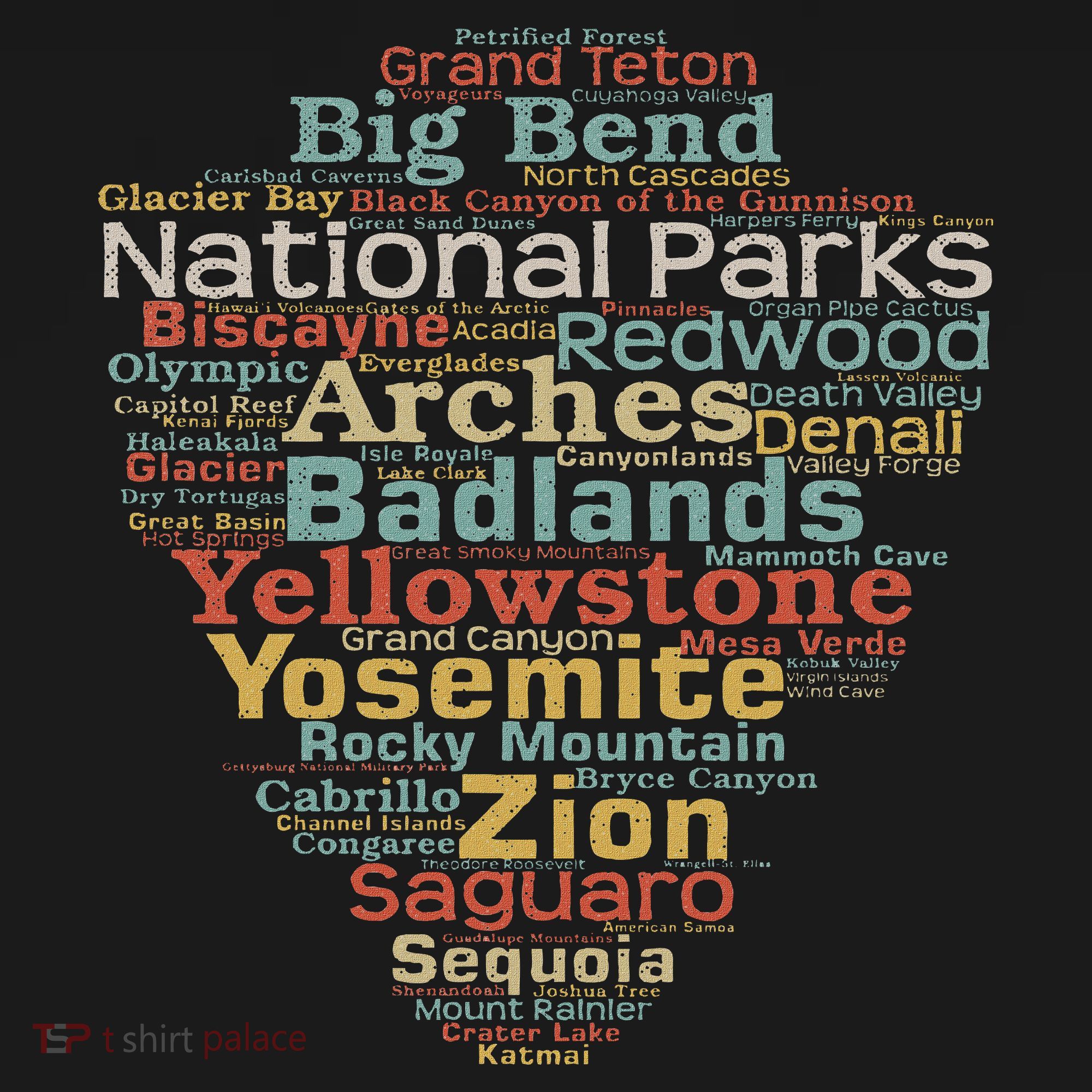 National Parks List Word Cloud Camping Hiking Women Mousepad