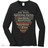 National Parks List Word Cloud Camping Hiking Women Women's Long Sleeve Shirt thumb 0
