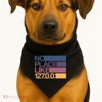 No Place Like 127.0.0.1 Localhost Geek USA-Made Doggie Bandana thumb 1