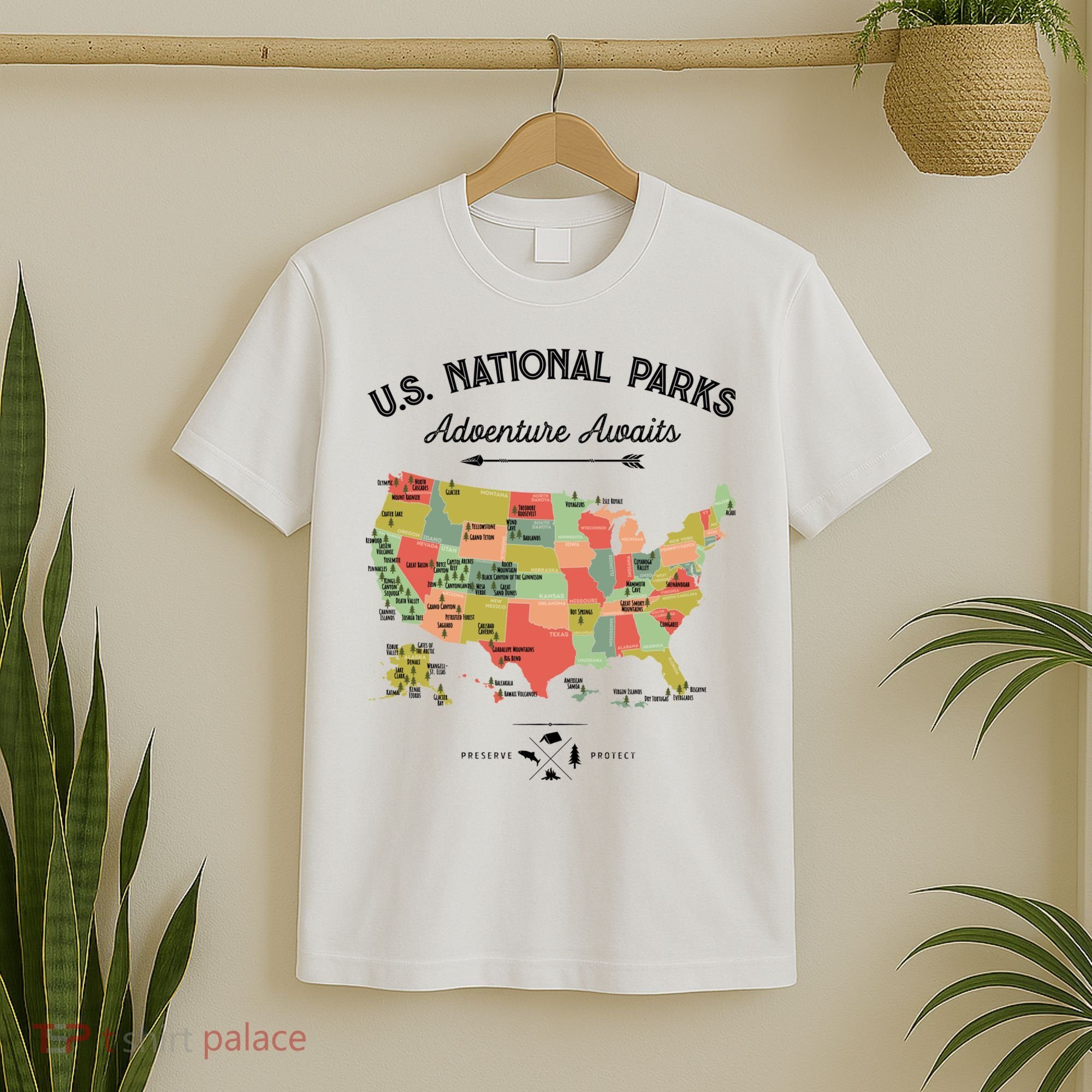 National Park Map Vintage Shirts All 59 National Parks T-Shirt