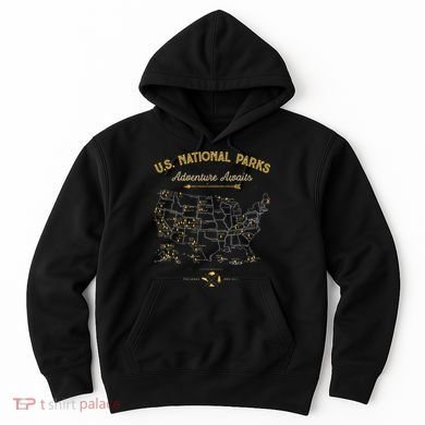 National Parks Map Camping Hiking Hoodie