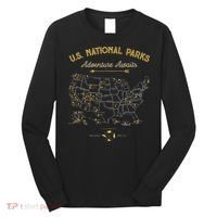 National Parks Map Camping Hiking Long Sleeve Shirt thumb 0