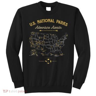 National Parks Map Camping Hiking Sweatshirt