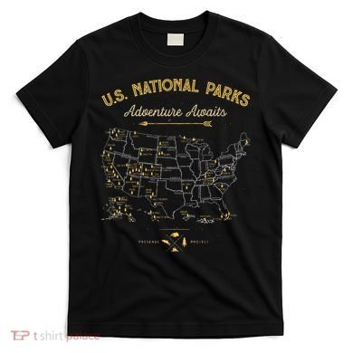 National Parks Map Camping Hiking T-Shirt