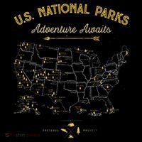 National Parks Map Camping Hiking T-Shirt thumb 7