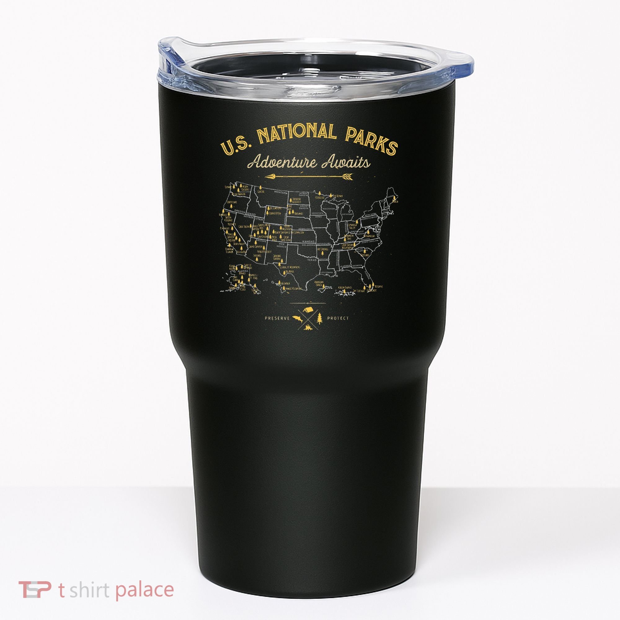National Parks Map Camping Hiking Tumbler