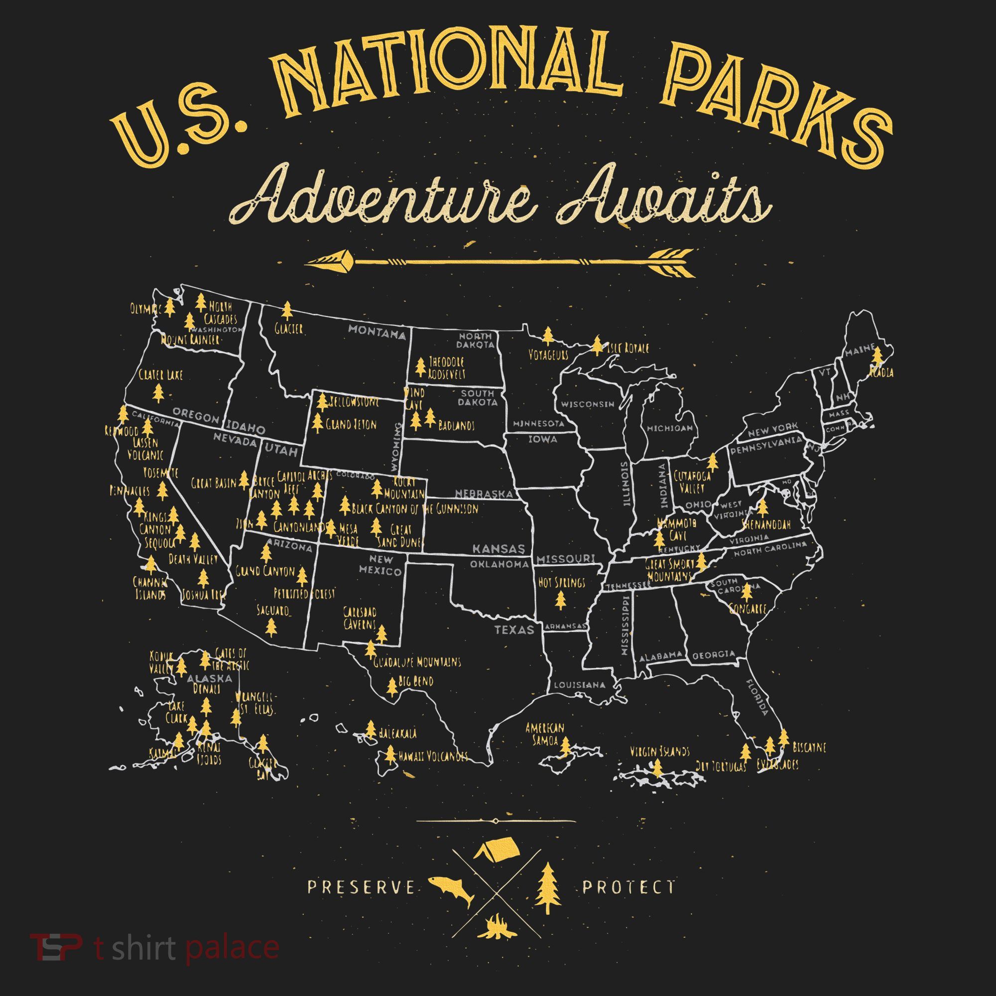 National Parks Map Camping Hiking Tumbler