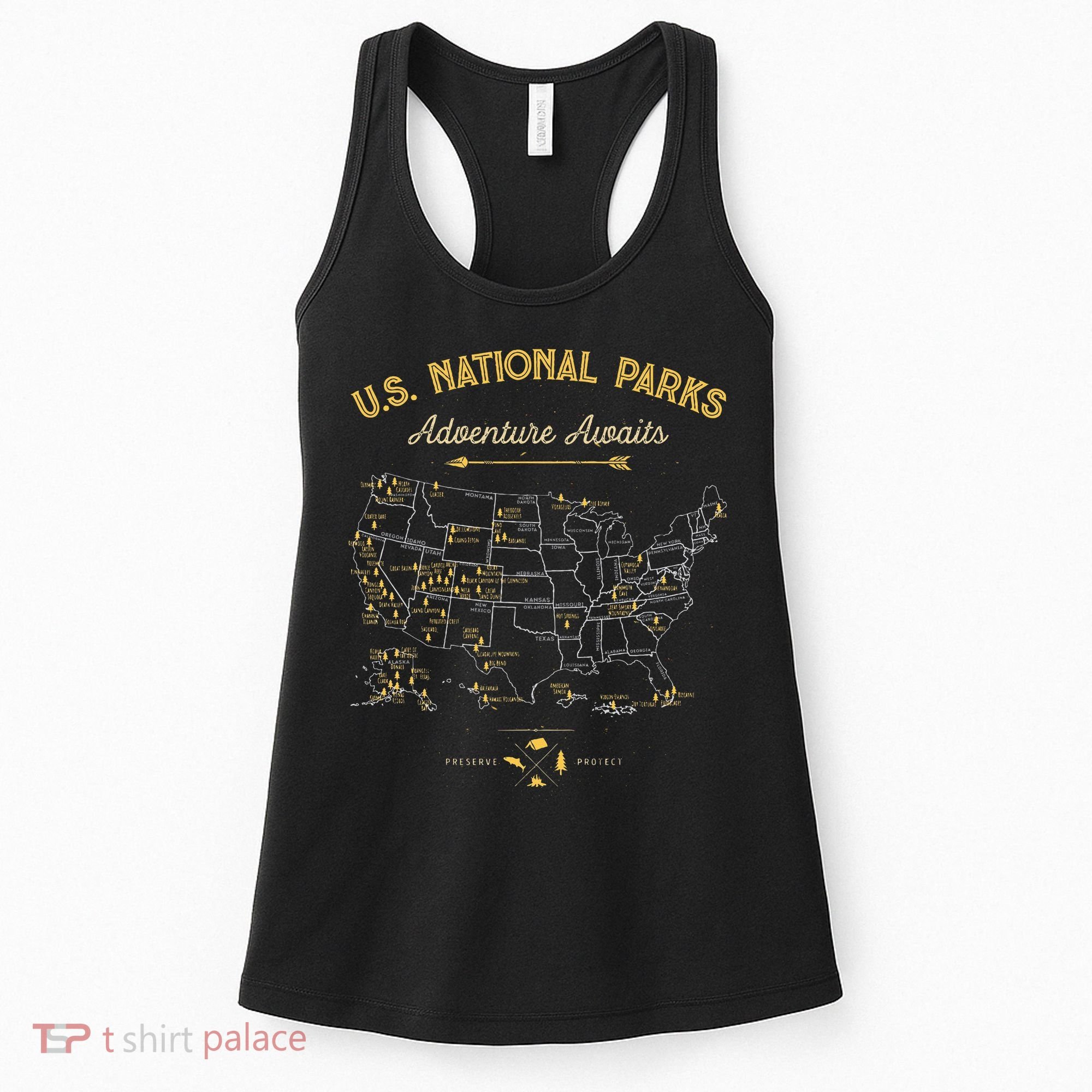 National Parks Map Camping Hiking Women's Tank Top