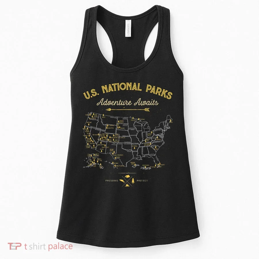 National Parks Map Camping Hiking Women's Tank Top