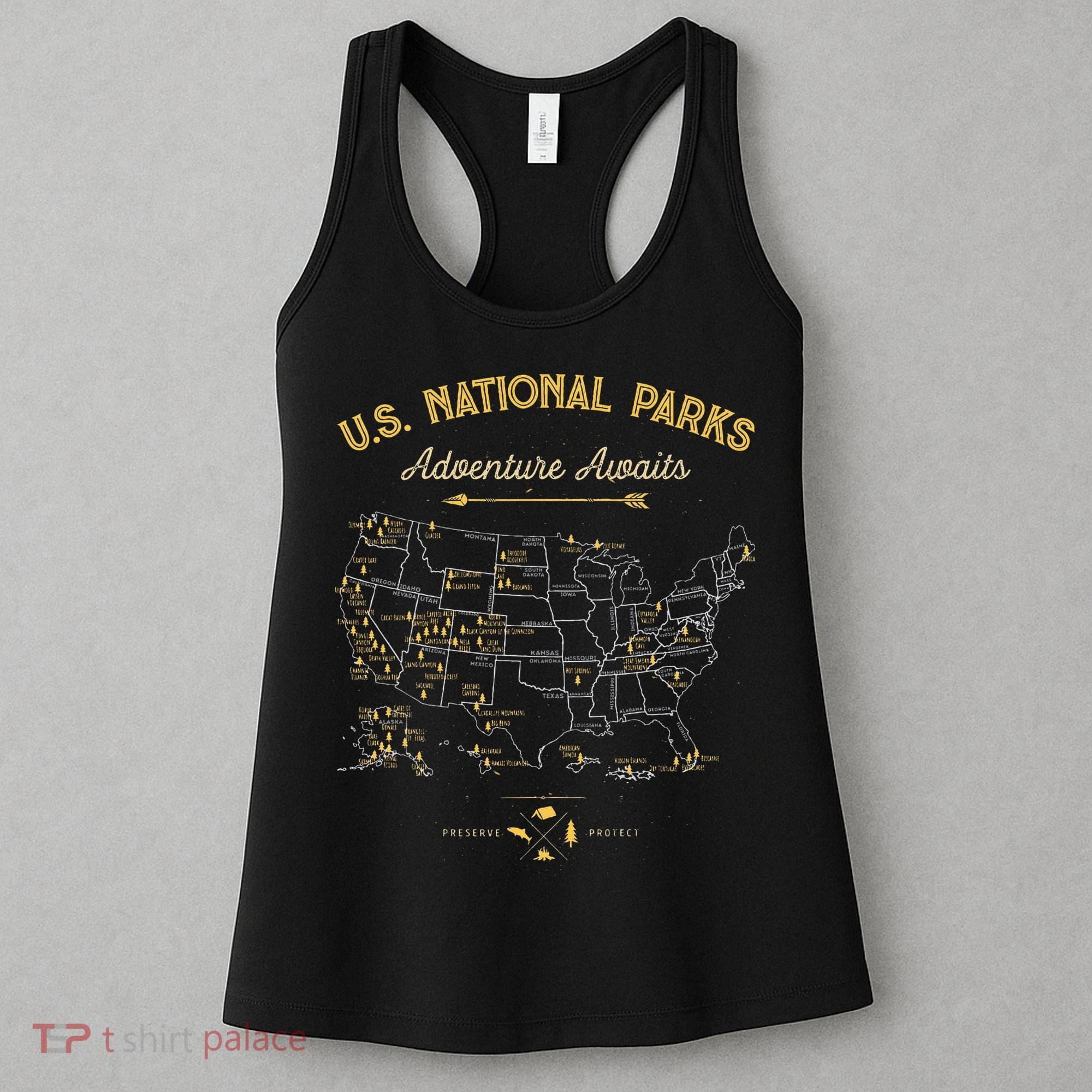 National Parks Map Camping Hiking Women's Tank Top