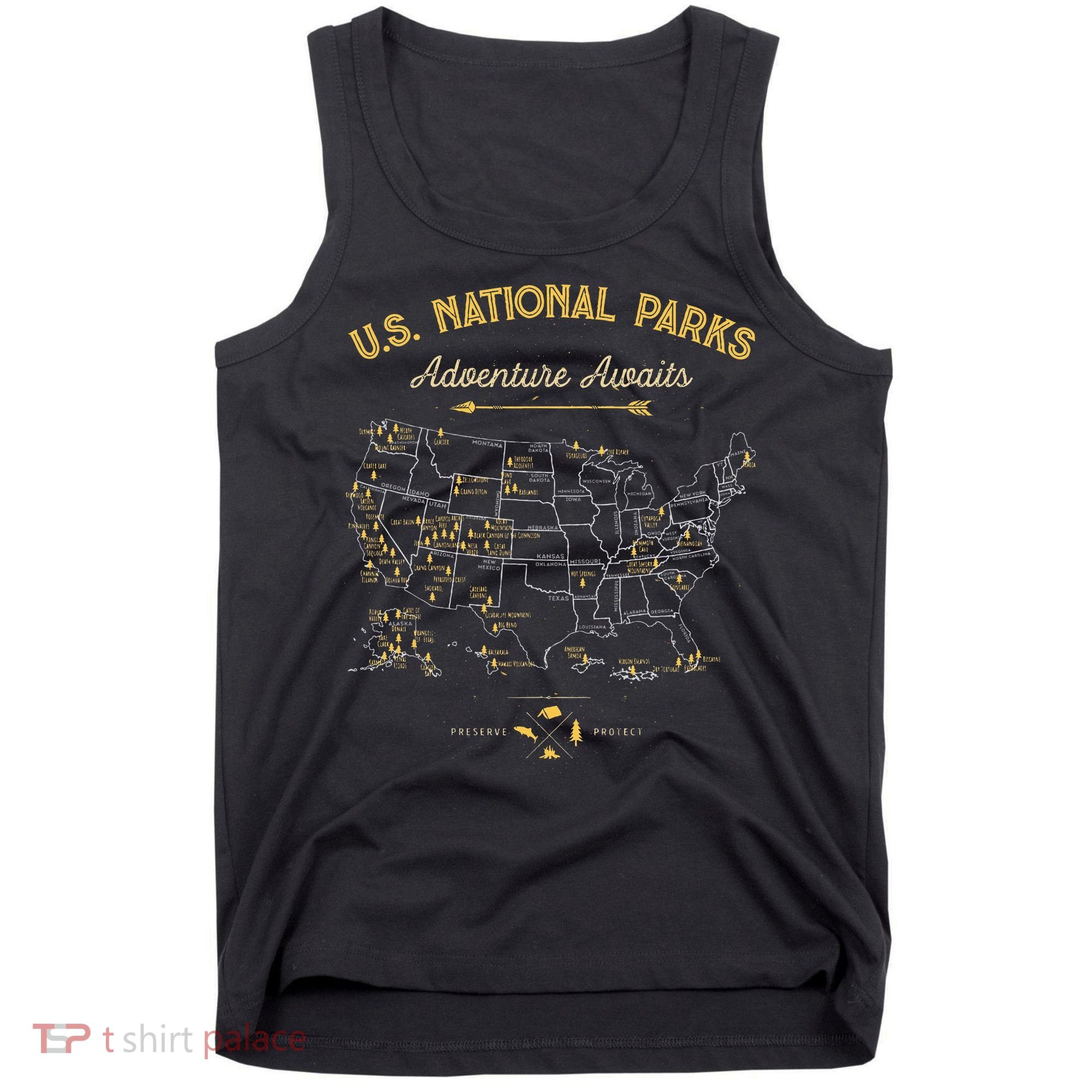 National Parks Map Camping Hiking Tank Top