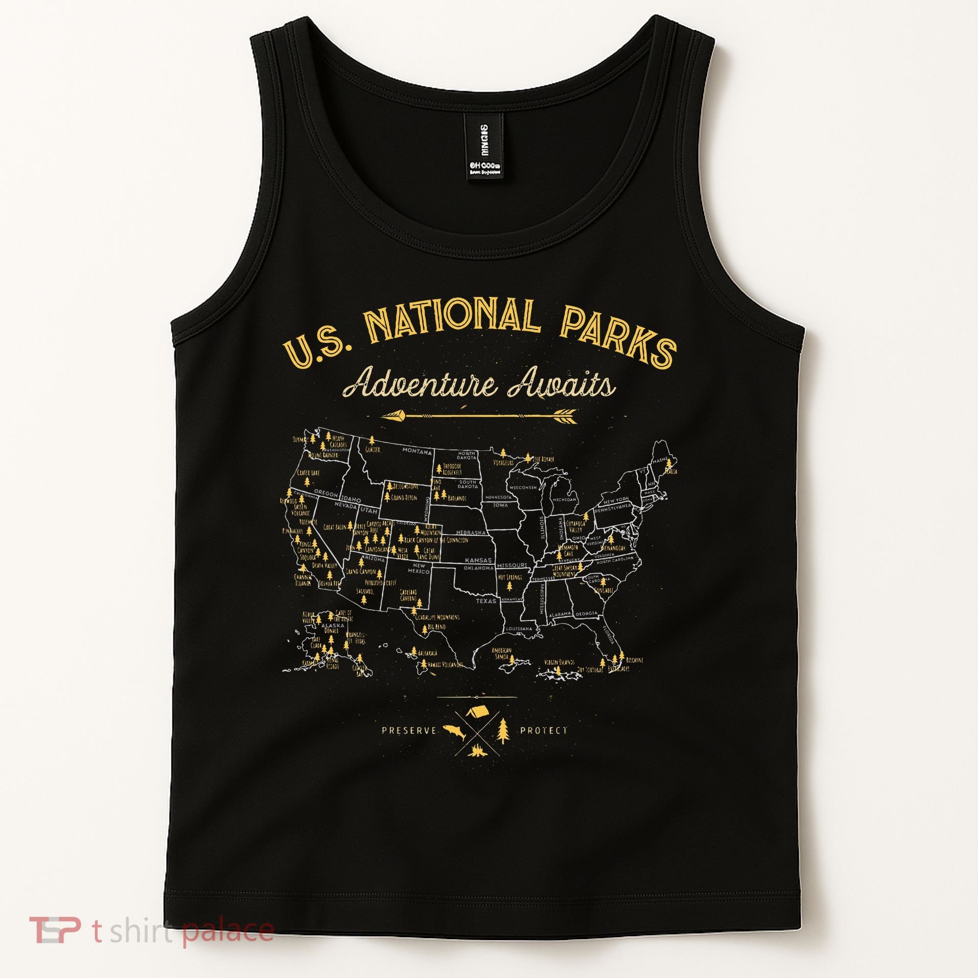 National Parks Map Camping Hiking Tank Top