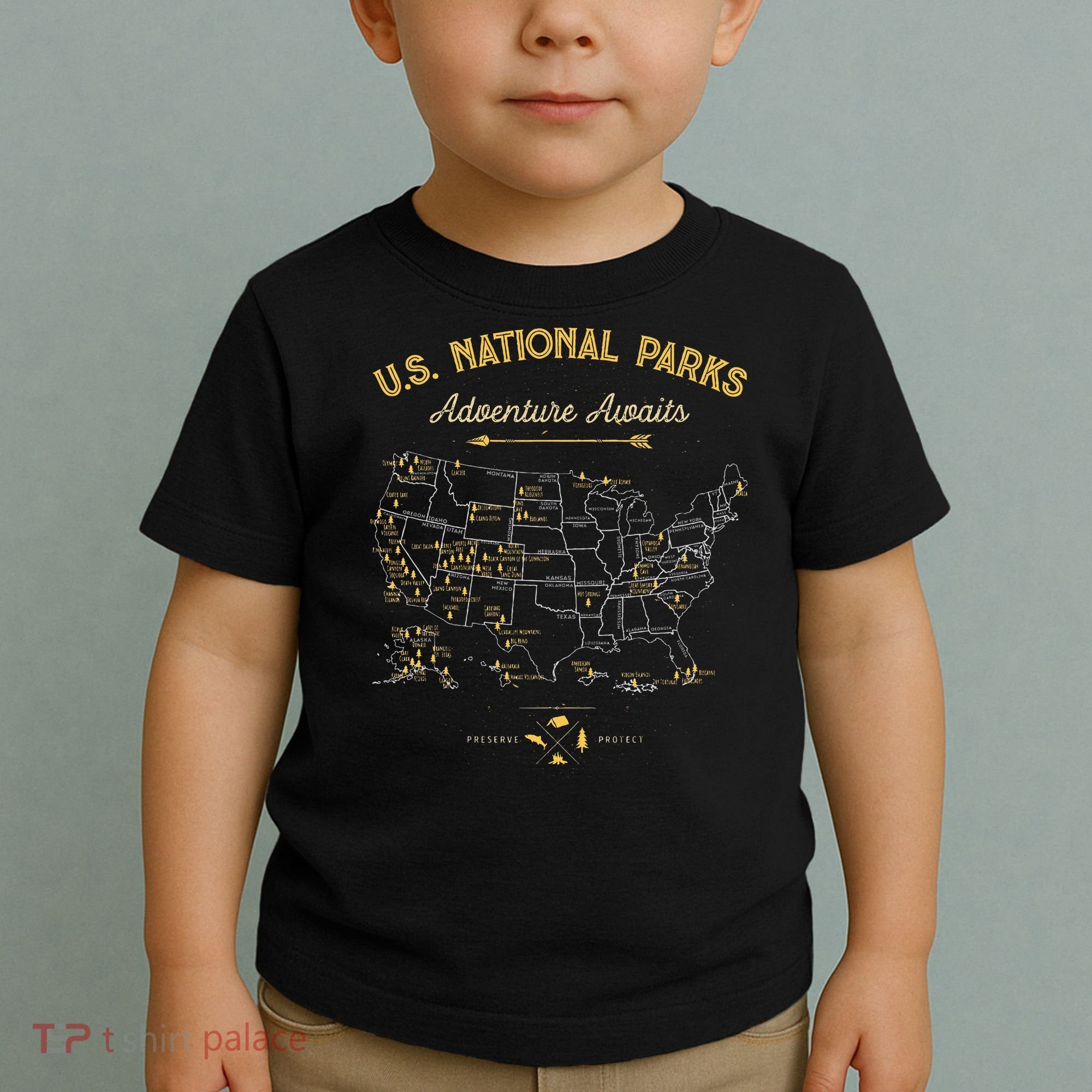 National Parks Map Camping Hiking Toddler T-Shirt
