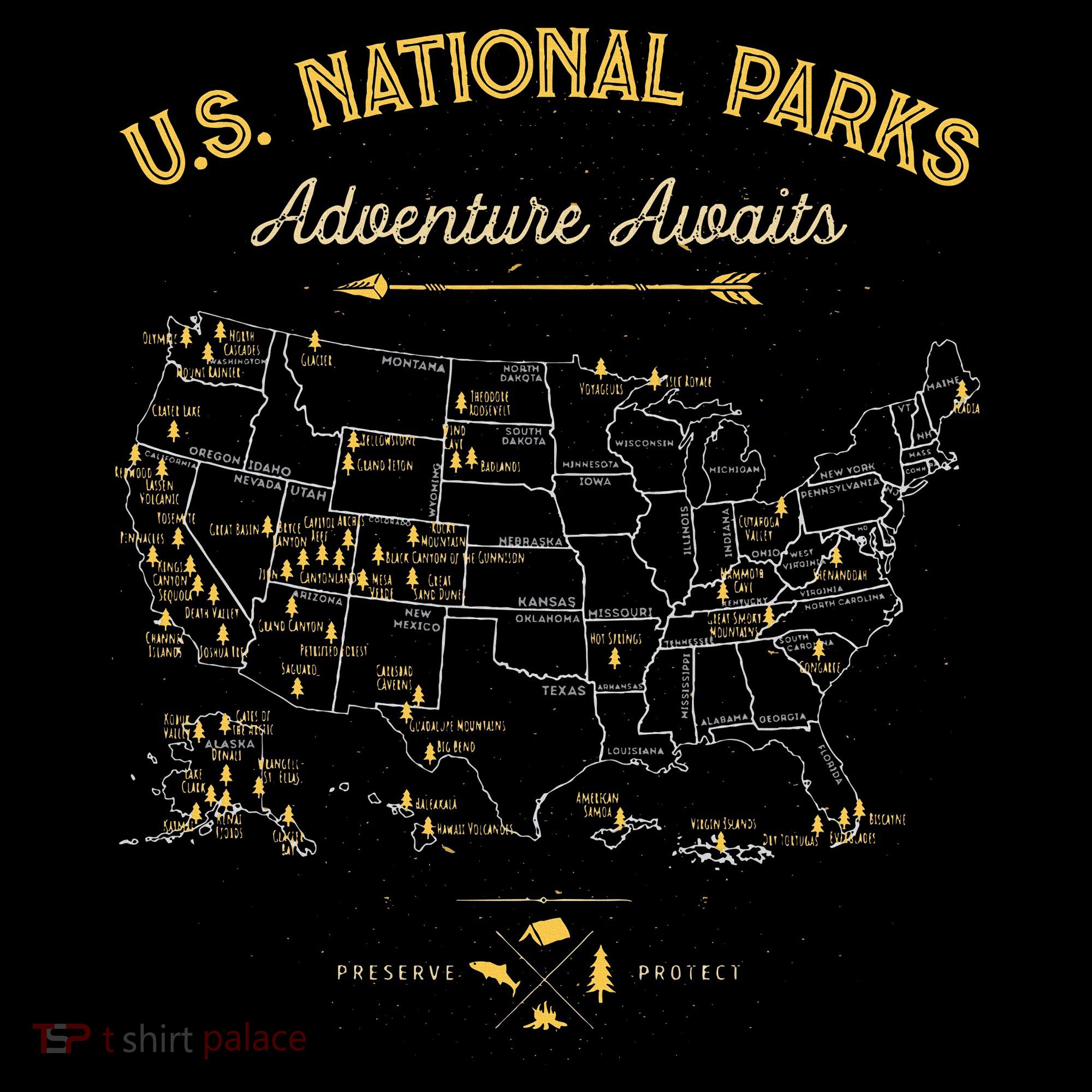National Parks Map Camping Hiking Visor