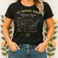 National Parks Map Camping Hiking Women's T-Shirt thumb 2