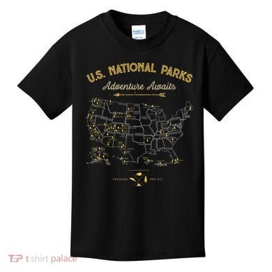 National Parks Map Camping Hiking Kids T-Shirt