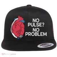 No Pulse No Problem Heartmate Lvad Heart Cvicu Flat Bill Trucker Hat thumb 0