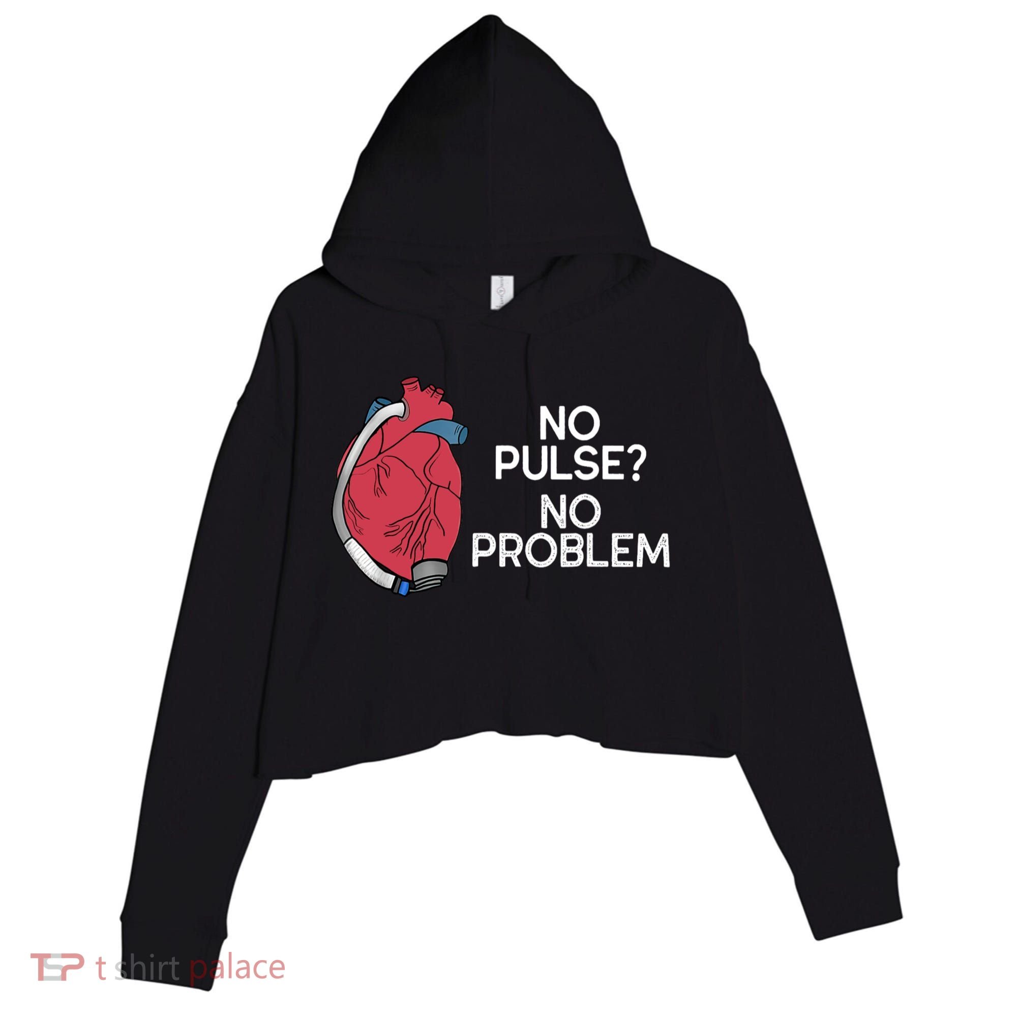 No Pulse No Problem Heartmate Lvad Heart Cvicu Crop Fleece Hoodie