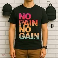 No Pain No Gain Motivation Workout Gym T-Shirt thumb 6