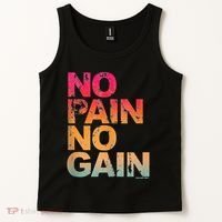 No Pain No Gain Motivation Workout Gym Tank Top thumb 2