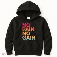No Pain No Gain Motivation Workout Gym Kids Hoodie thumb 0