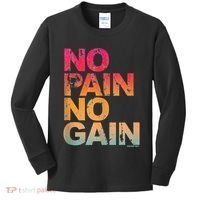No Pain No Gain Motivation Workout Gym Kids Long Sleeve Shirt thumb 0