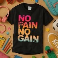 No Pain No Gain Motivation Workout Gym Kids T-Shirt thumb 3